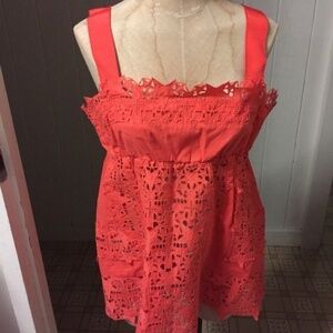 SACAI sz 2 S Orange Star Lace Tank Top Cotton